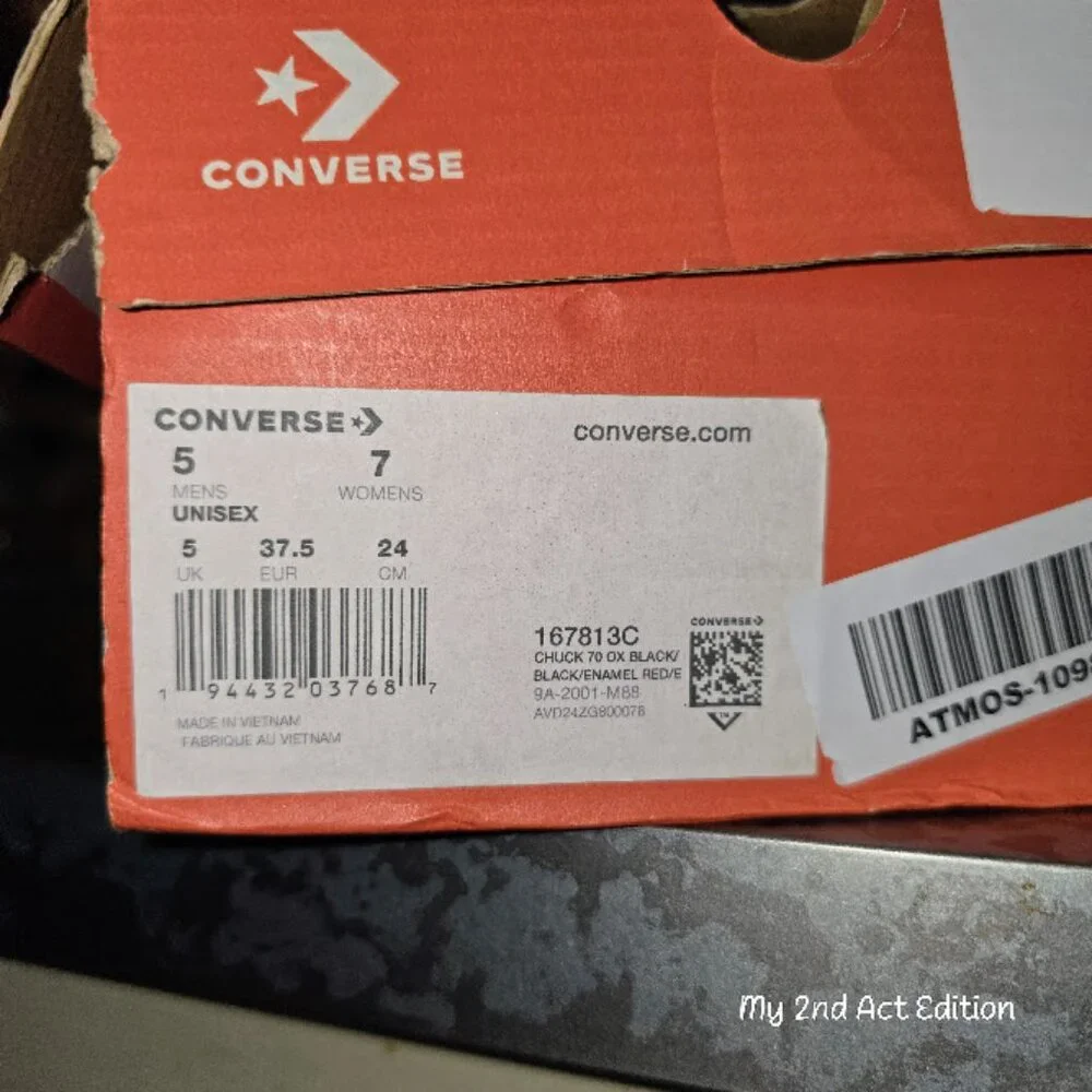 All Star Converse NIB Lo Chucks with Flames Size Mens 5 Womens 7 - Picture 5 of 14